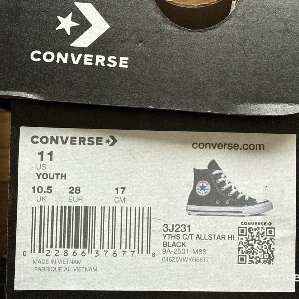 New Little Kids Converse Chuck Taylor All‎ Star High Black Sneaker Sz 11 C